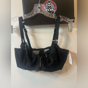 Auden Women’s Unlined Lace Balconette Coverage Underwire Bra Black Size 38D NWT